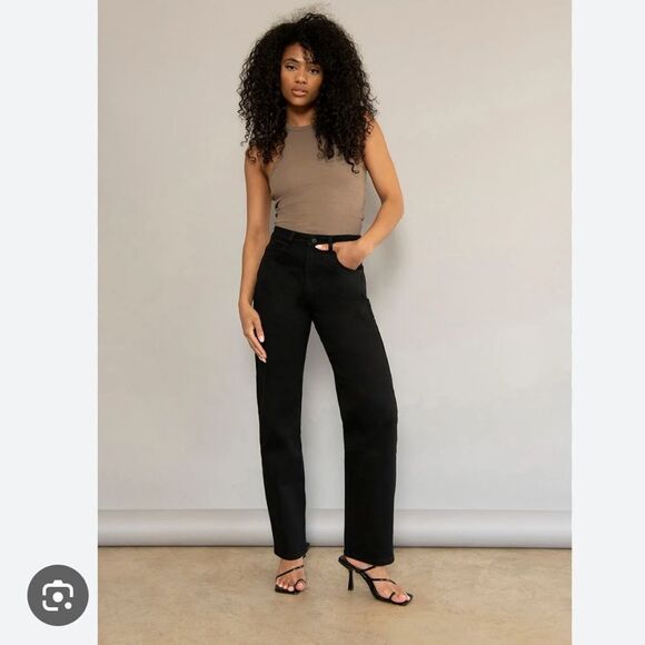 Black 90s Fit Denim High Waist Straight Leg - Picture 2 of 10